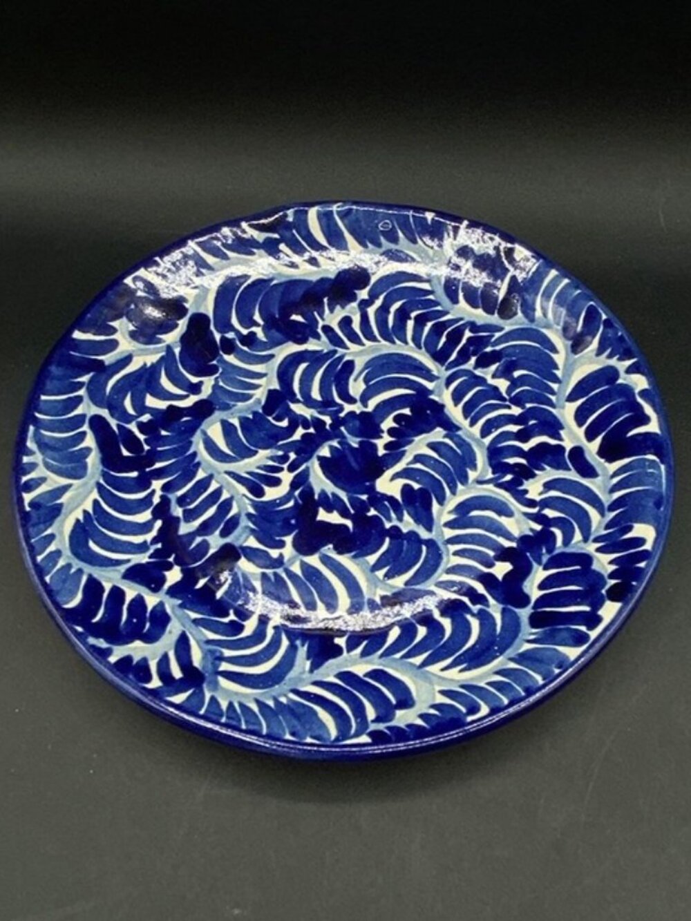 Talavera Pottery Mexican Folk Art 8” Blue Plate Salad Dessert Vintage A - Picture 2 of 4